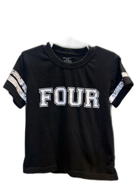 Little Bipsy Black "Four" Graphic Kids Tee or Bday shirt 4-5T